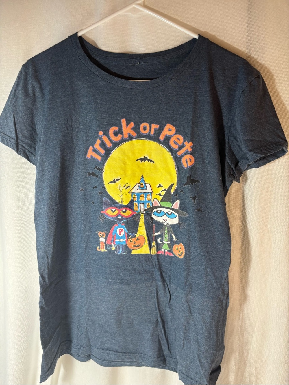 Women’s cut Trick or Pete Graphic Tee - Navy Blue M-L